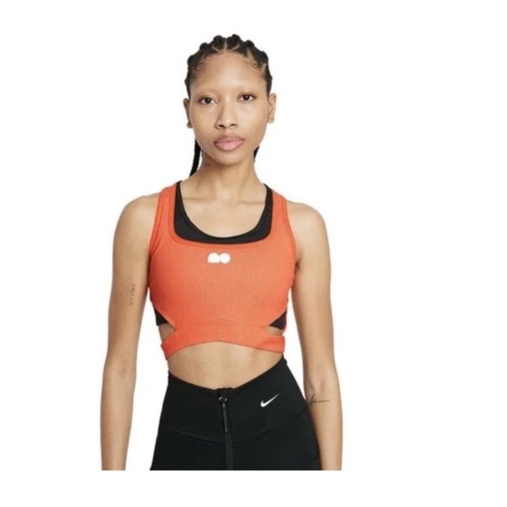 Nike - Naomi Osaka Dri-FIT Ribbed Cutout Crop Top - Orange - XS - Womens - Picture 2 of 9